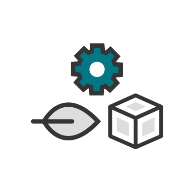 Icon of Gear, Leaf, and a Block