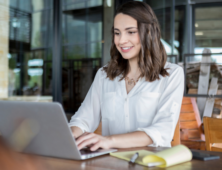 woman working on her computer