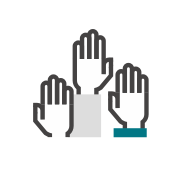 Illustrative icons of raised hands