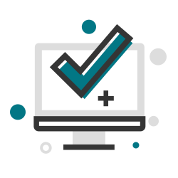 Illustrative icon of a screen with a checkmark inside