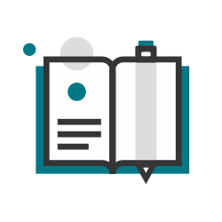 Illustrative icon of an open book